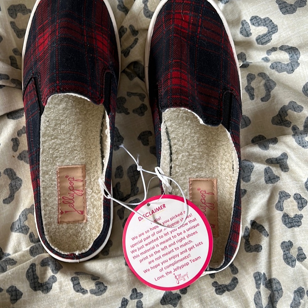 Slip on plaid shoes